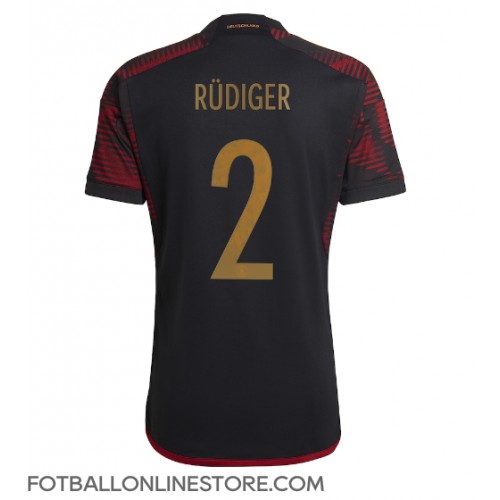 Billige Tyskland Antonio Rudiger #2 Bortetrøye VM 2022 Kortermet